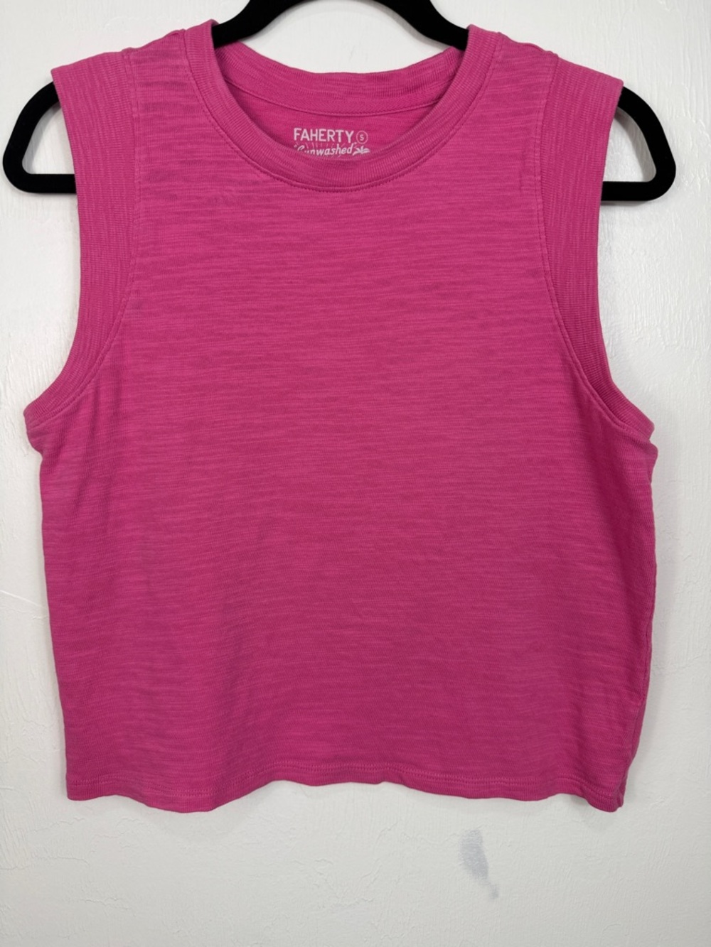 Faherty Pink Organic Cotton Sleeveless Tank Top Sunwashed Women’s Size S Crop - Picture 2 of 6